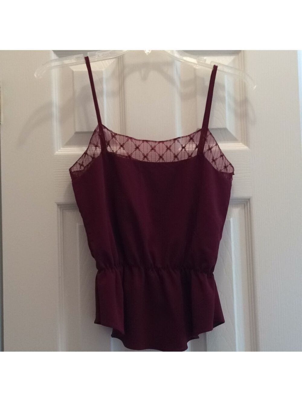 OLD NAVY Burgundy Lace Pearl Beaded Spaghetti Strap Camisole